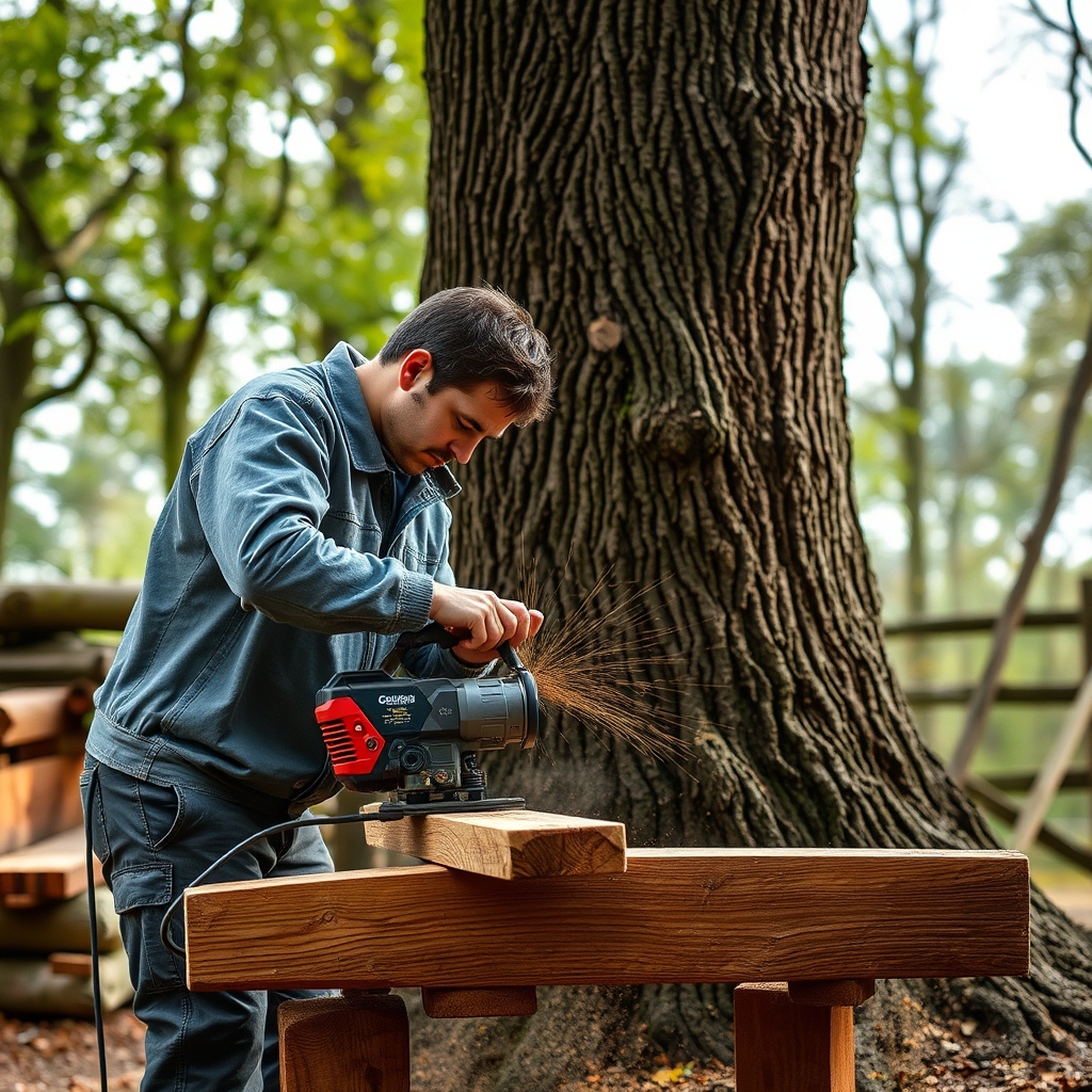 Préparer un croquis et mesurer les coupes · fabriquer un banc autour d'un arbre